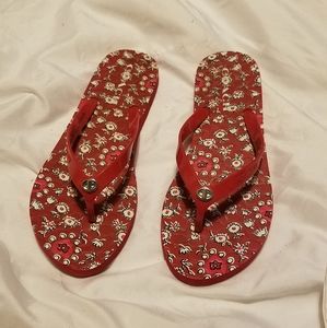 Coach floral slippers